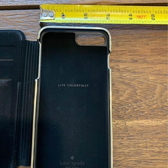 KATE spade ♠️ wallet iPhone case. Excellent condition. Black and gold. - Picture 5 of 8